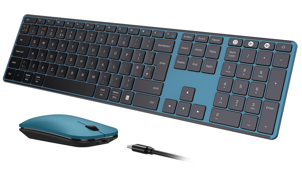 seenda Wireless Bluetooth Keyboard Mouse, SKM64-3 Multi-Device Rechargeable Ultra Slim Wireless