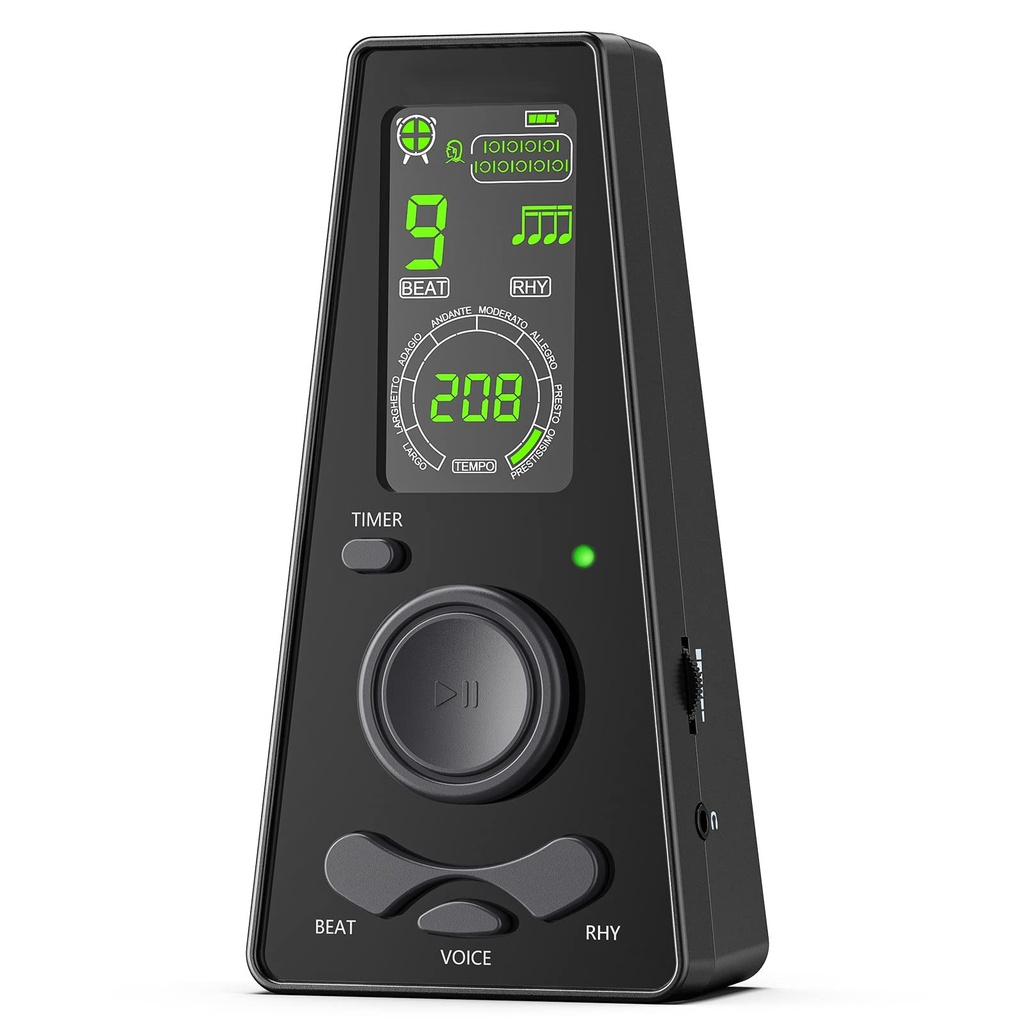 LEKATO Digital Metronome with Volume Control and Tempo Knob, Electronic Metronome with Timer