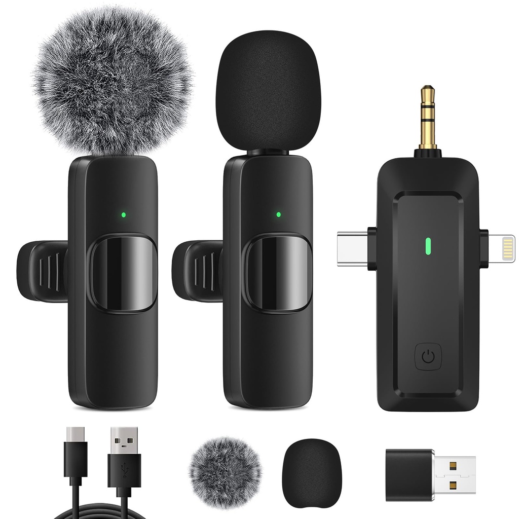 HMKCH Wireless Lavalier Microphone for iPhone - Android Phone/Camera/Computer/Laptop, Profes