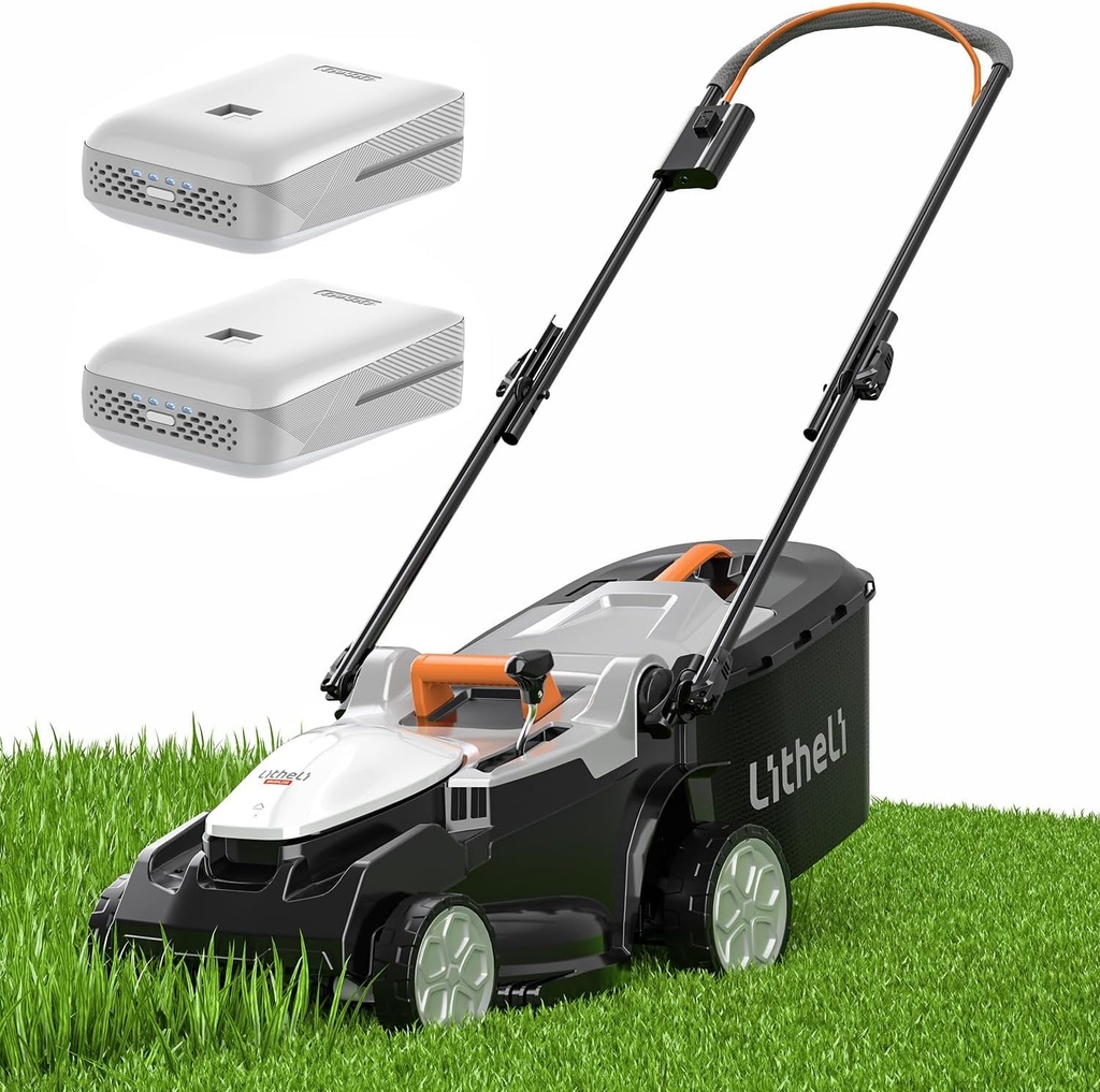 Litheli Cordless Lawnmower, 20V/33cm Cutting Width, Battery Lawn Mower, 5 Cutting Heights