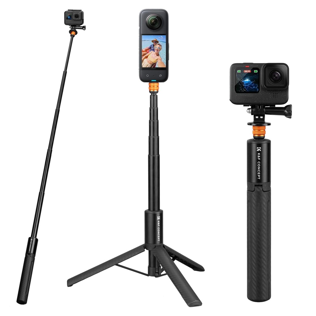K&F CONCEPT MS21 Invisible Selfie Stick, Extension Long Pole (120cm/47.2in) Compatible 