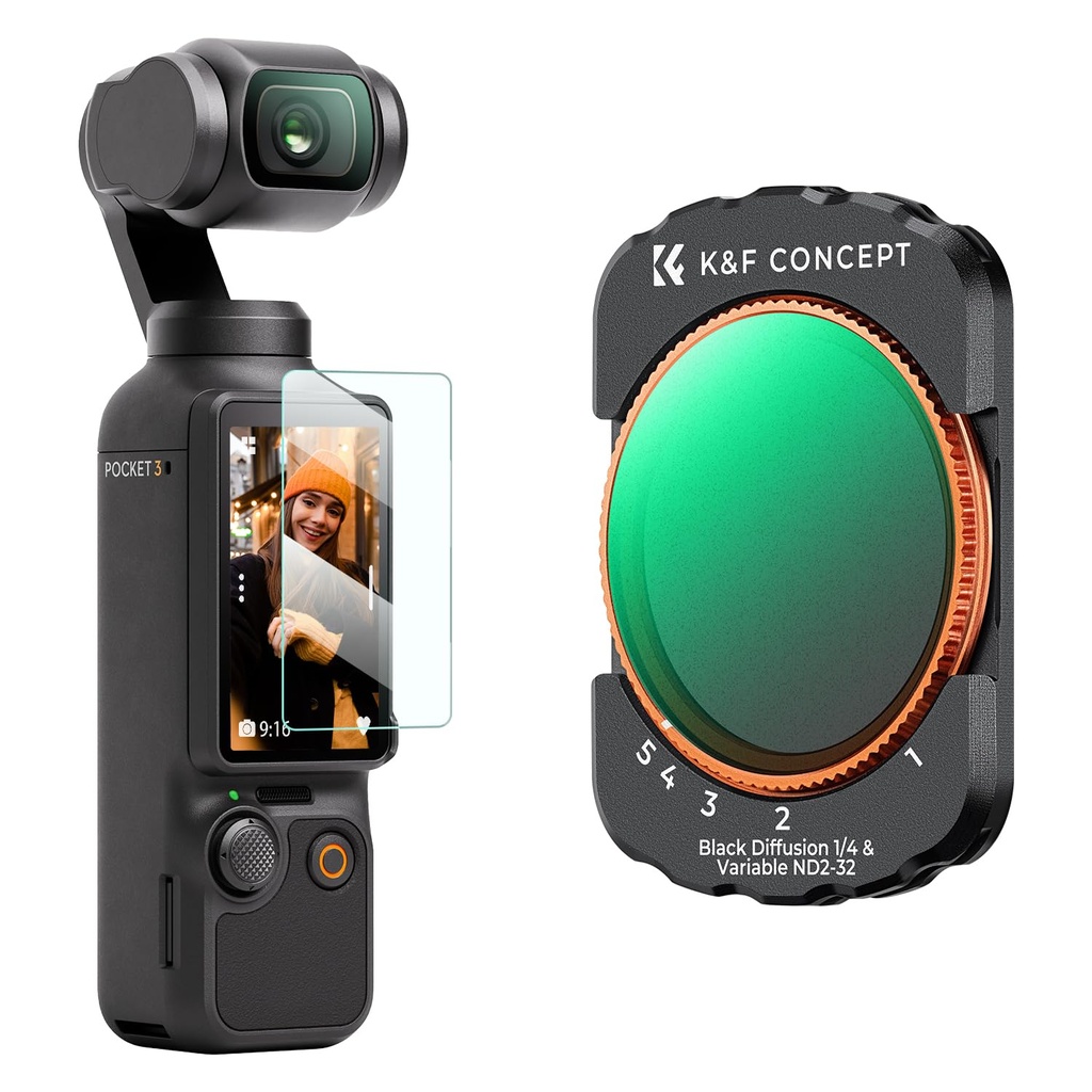K&F Concept Magnetic Variable Fader ND2-ND32 ND Filter and Black Diffusion 1/4 Filter 2 