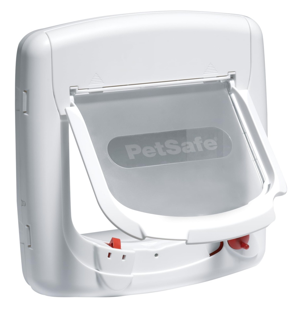 PetSafe Magnetic 4 Way Locking Deluxe Cat Flap - Selective Entry for Secure Access - White