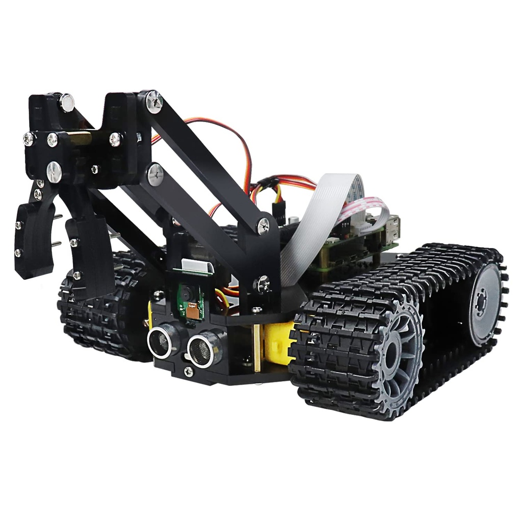 FREENOVE Tank Robot Kit for Raspberry Pi 5 4 B 3 B+ Zero 2 W, Crawler Chassis, Grab Objects