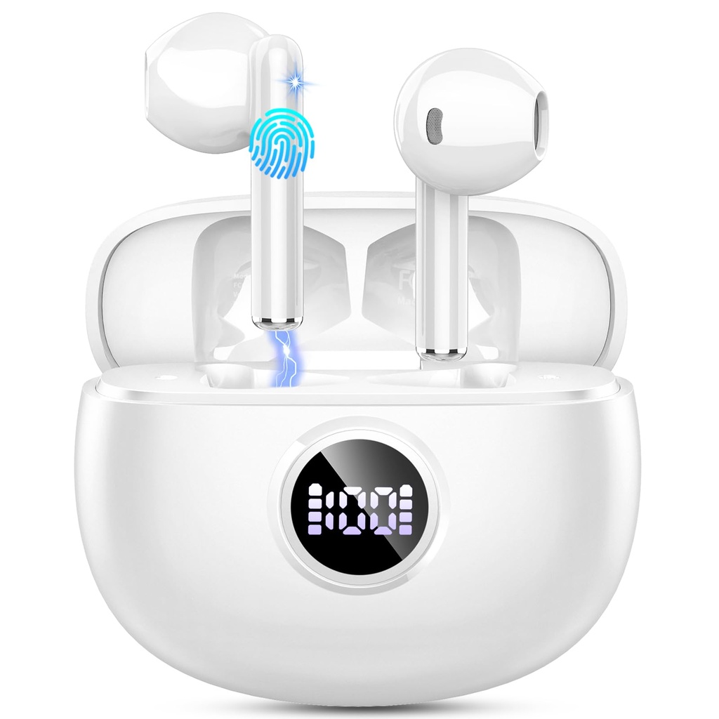 Bluetooth Headphones, Wireless Bluetooth 5.3 In-Ear Headphones with 4 ENC Mic, 40H Playtime