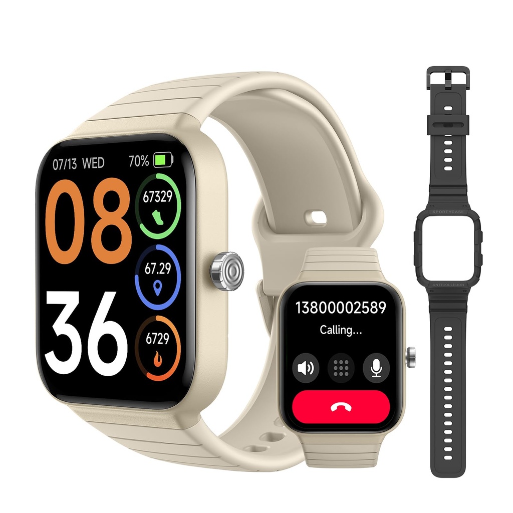 SKG Smart Watch for Women Men, Alexa Built-in, Extra Black Band, IP68 Smartwatch for Androi