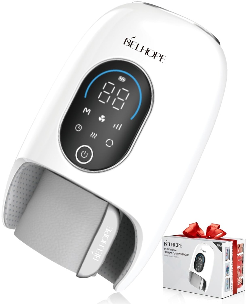 belhope Hand Massager with 9 Modes and 4 Heating for Hot and Cold Therapy Wrist Massager for