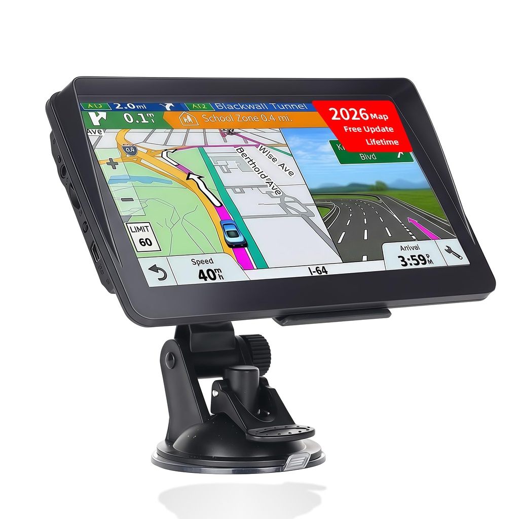 IGEAIIE 7 Inch Sat Nav for Car & HGV Truck Navagation, HD GPS System with UK & Europe Maps