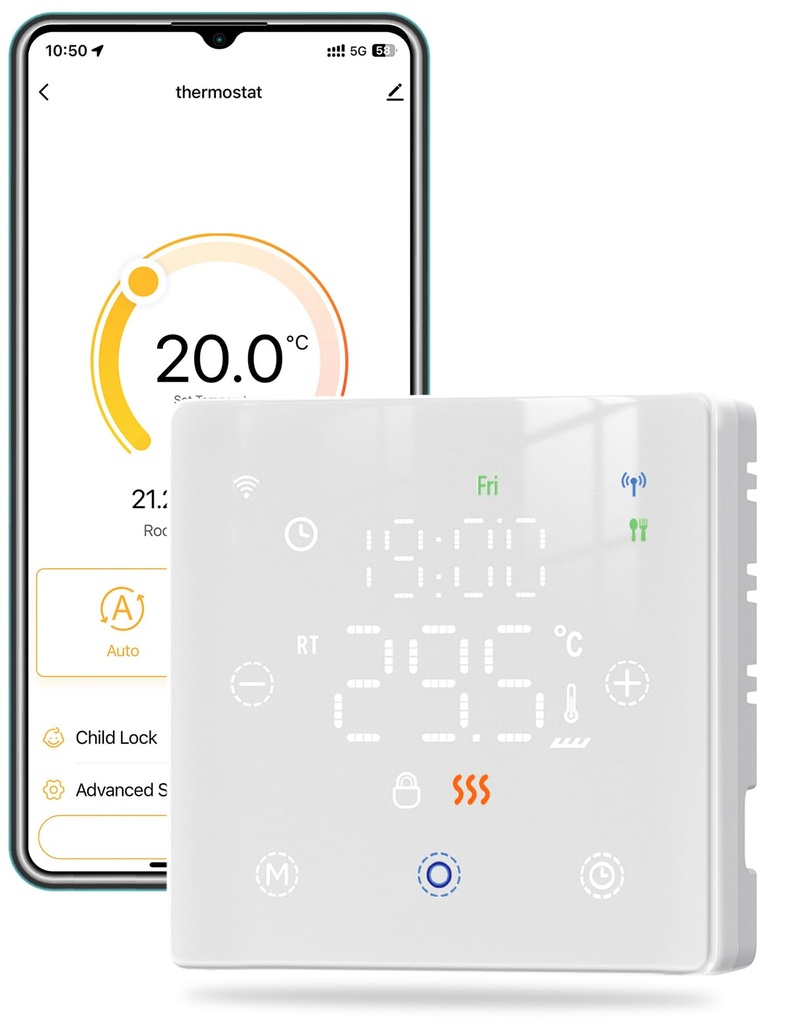 MOES ZigBee Smart Thermostat for Gas Boiler Floor Heating - Battery Powered, App Remote Con
