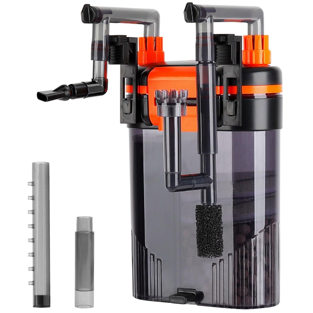 hygger Hang On Back Filter, 380L/H 6W Hang On Aquarium Filter,Quiet Canister Fish Tank Filte