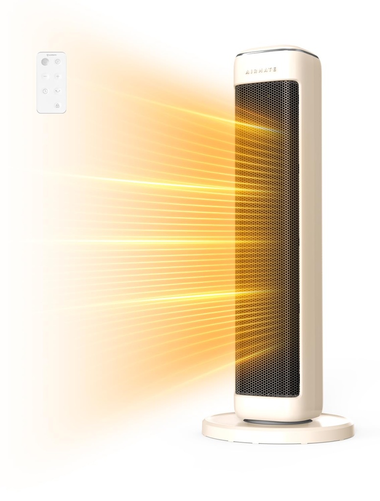AIRMATE 25 Inch Electric Heater for Home Low Energy, 2000W Tower Space Heater, 80?? Oscilla