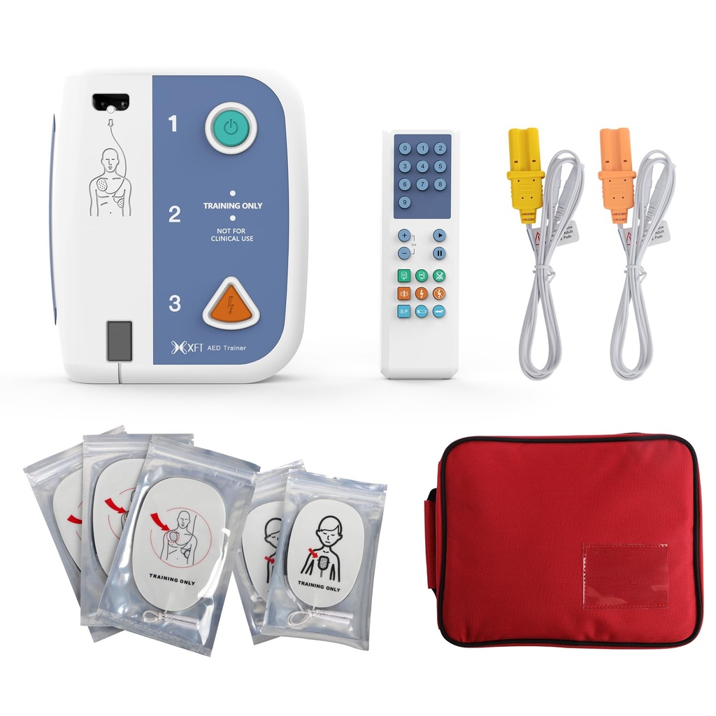 AED Trainer, Defibrillator Trainer Set CPR Training Device with Remote Control, English and
