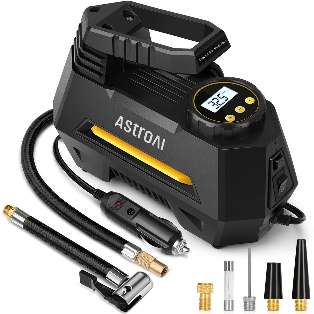AstroAI Tyre Inflator Air Compressor 12V DC, 35LPM 100W Powerful Portable Car Tyre Pump 