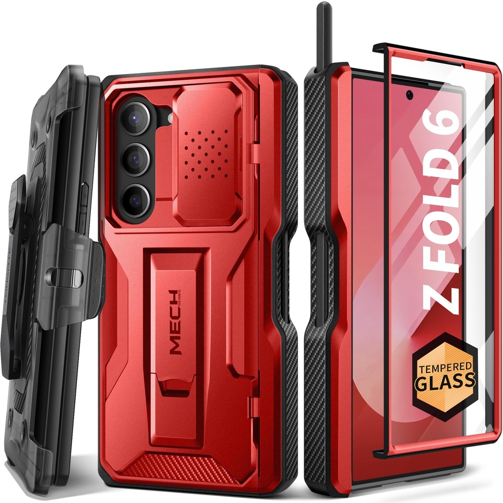 TONGATE for Z Fold 6 Case, [with S Pen Slot & Hinge Protection] [Tempered Glass Screen Protector]