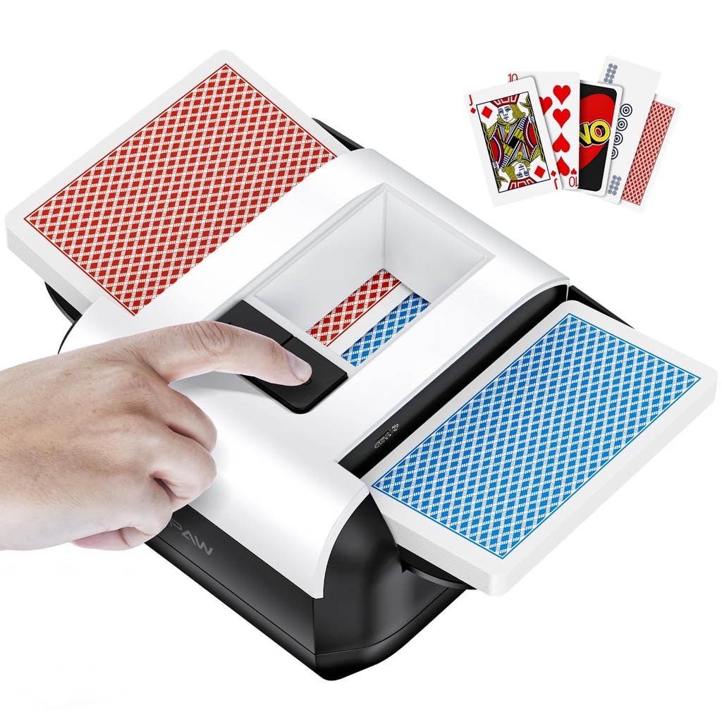 KPAW Automatic Card Shuffler 2 Deck, Rechargeable Automatic Card Shuffler with Dual Modes,