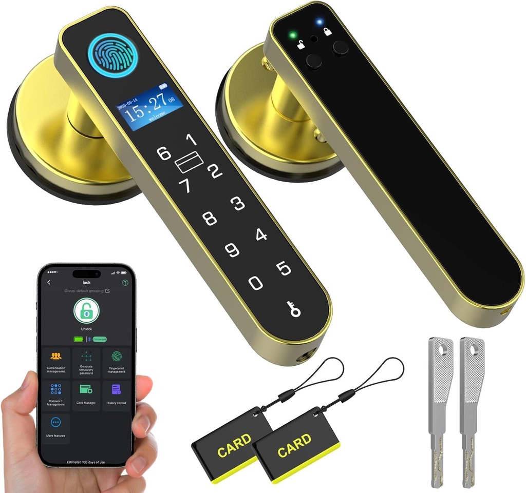 Anweller Smart Door Lock with Display Screen, Biometric Fingerprint Door Lock