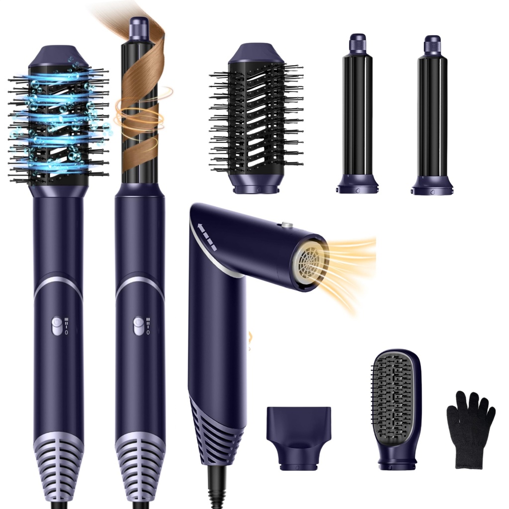 5 in 1 Air Styler Hair Dryer Brush with Rotatable Blow Dryer [60,000 RPM] Air Curlers Volume