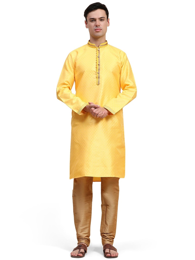 SKAVIJ Mens Jacquard Silk Kurta Pajama Set | Festive Ethnic Wear for Men | Traditional