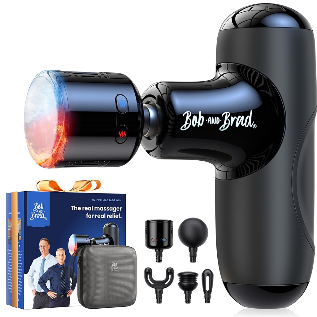 Mini Massage Gun with Heat and Cold Therapy, Bob and Brad Q2 Pro Pocket-Sized Deep Tissue 
