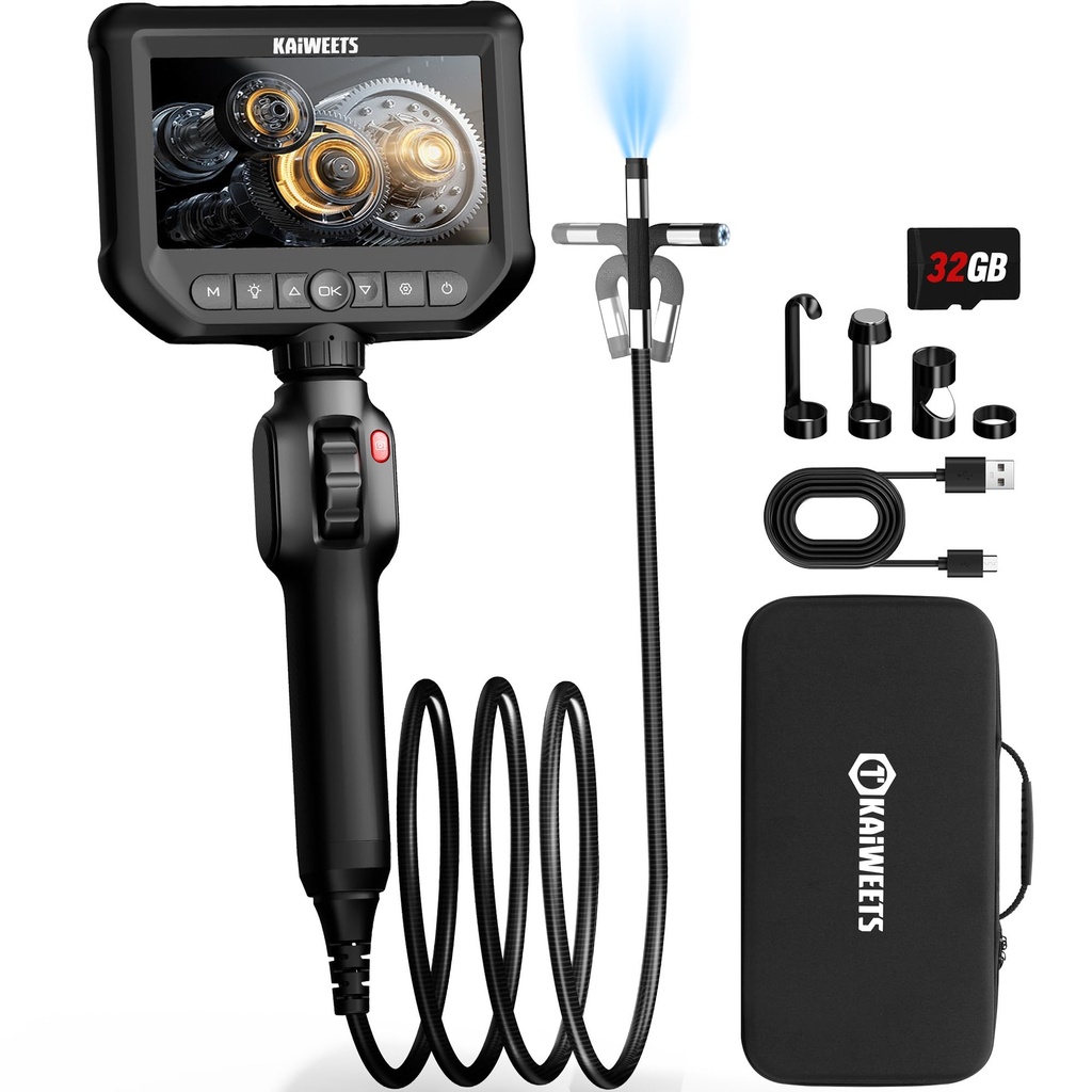 KAIWEETS Endoscope Inspection Camera, 4.3'' IPS 1080P Endoscope with Scroll Wheel Control 