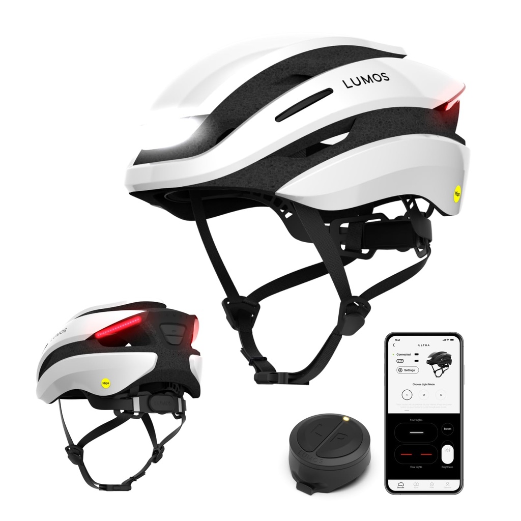Lumos Ultra Bike Helmet | 360Ã‹Âš Visibility TÃƒÂœV Verified | Front & Rear LED Lights with