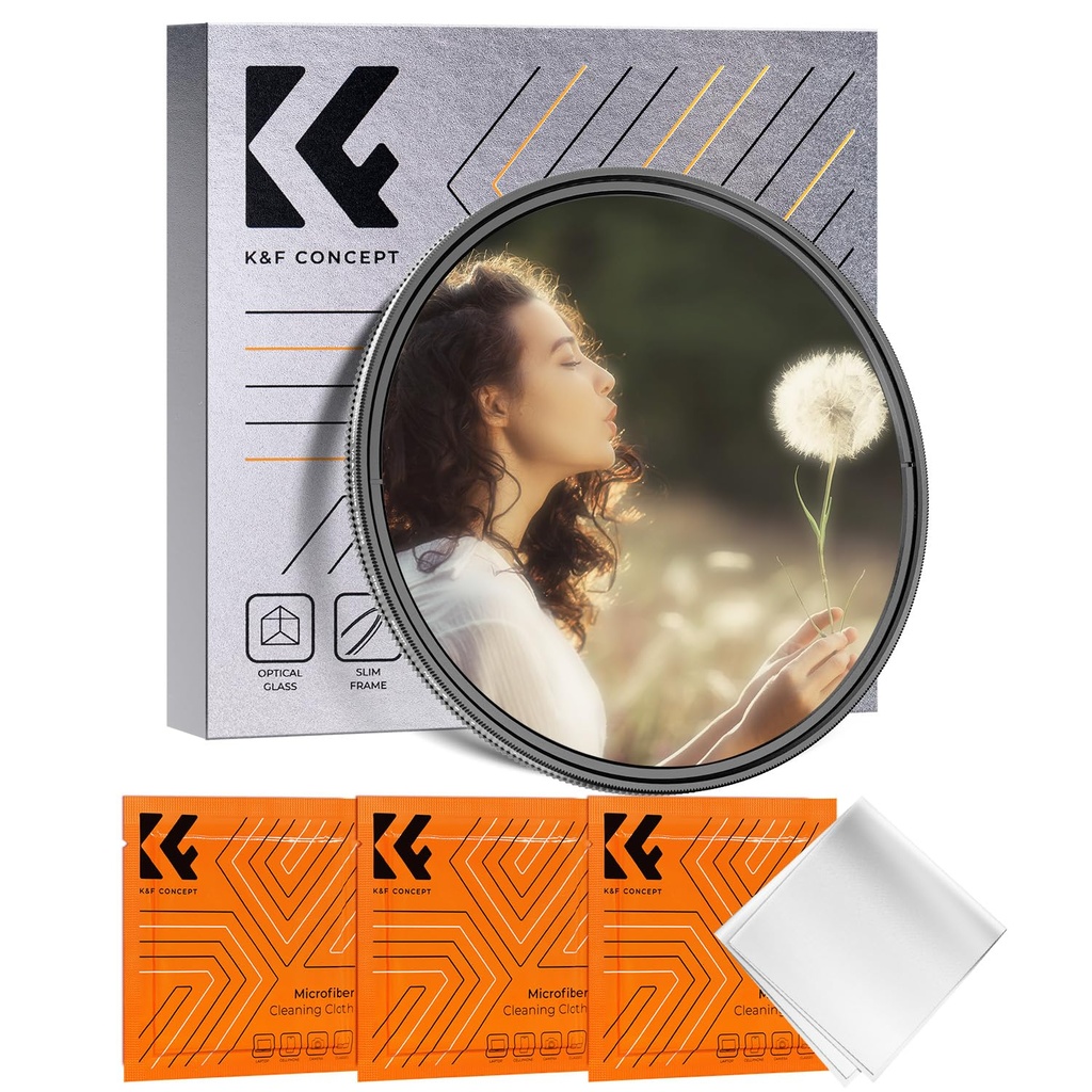 K&F CONCEPT 82mm Black Diffusion 1/4 & ND2-32 Variable ND Filter, 2in1 Dreamy Cinematic Effe