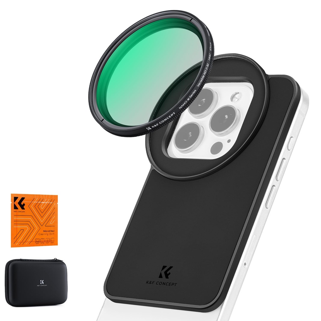 K&F CONCEPT Magnetic Phone Filter Mount with 67mm Threaded ND2-32 Phone Filter Adapter Compa