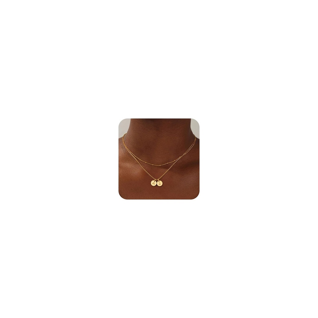 Turandoss Gold 2 Initial Necklaces for Women Personalised Layered Initial Name Letter Women