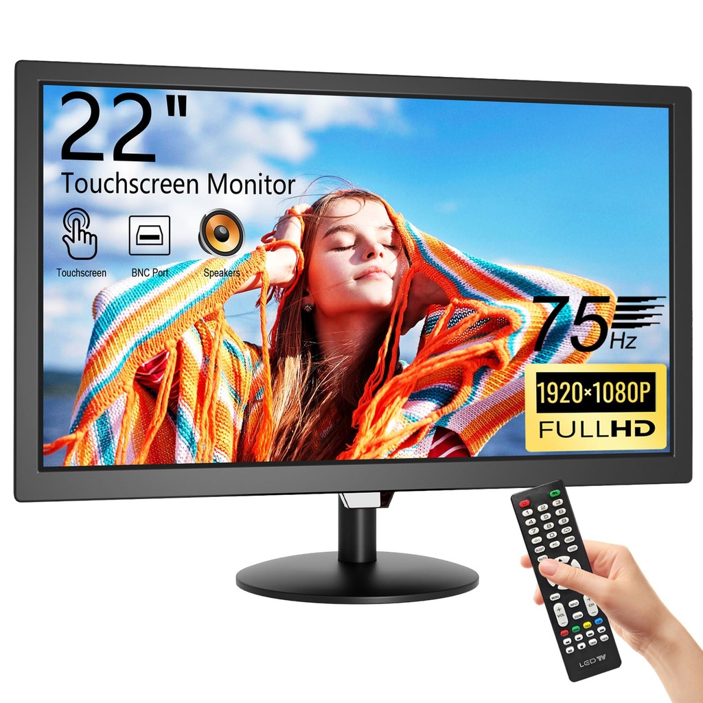 Akntzcs 22-Inch Touchscreen Monitor FHD 1920x1080P 75Hz Computer Monitor PC Monitor with HDMI