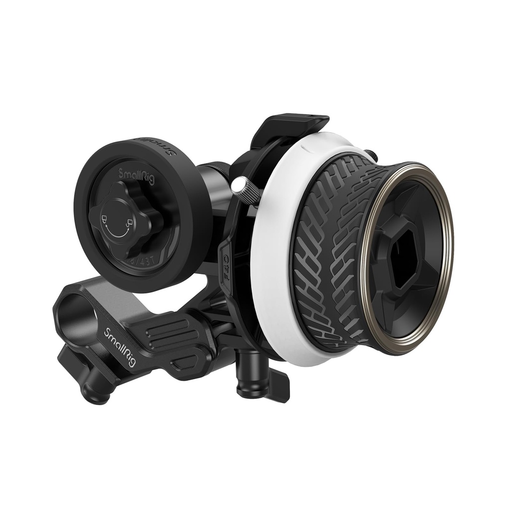 SMALLRIG Mini Follow Focus with A/B Stops & 15mm Rod Clamp and Snap-on Gear Ring Belt 