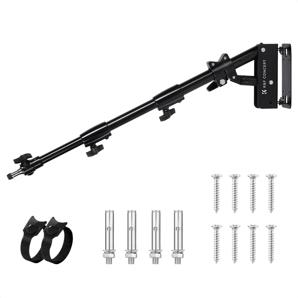 K&F CONCEPT Wall Mount Triangle Boom Arm 39.37inch/100cm, Ring Light Mount 180° Flexible