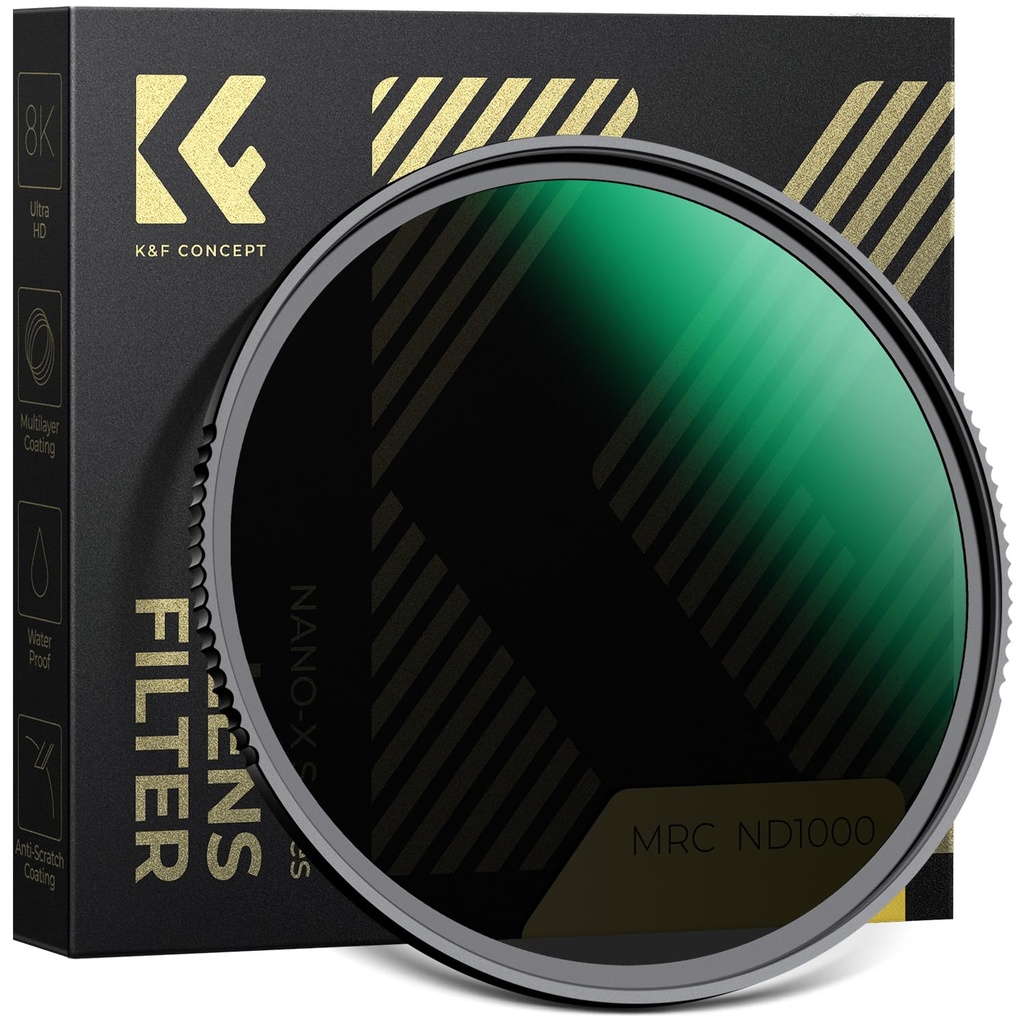 K&F CONCEPT 77mm Fixed ND Filter ND1000, Neutral Density Lens Filter Multi-Coated Optical G