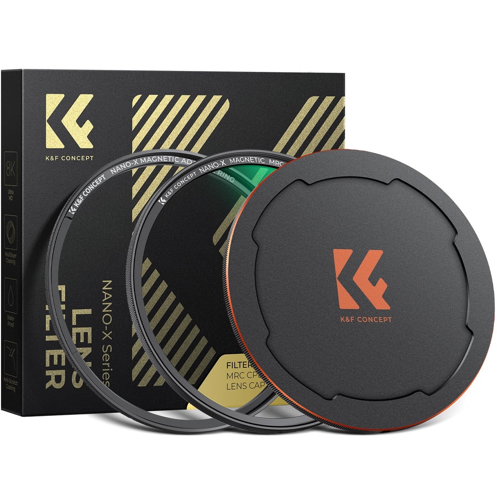 K&F CONCEPT 82mm Magnetic CPL Filter Kit +Adapter Ring+ Alloy Lens Cap, Circular Polarizing