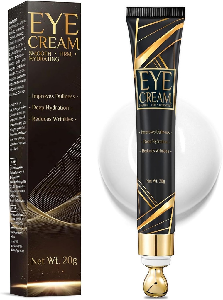 Eye Cream, Eye Cream for Dark Circles and Puffy Eyes, 20g Under Eye Creams with Massage Head