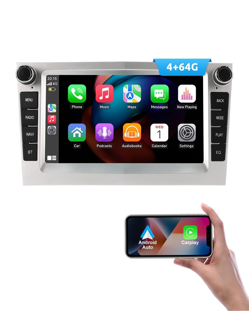 ESSGOO 4+64G Car Stereo with Wireless Carplay and Android Auto for Vauxhall Opel Corsa C D