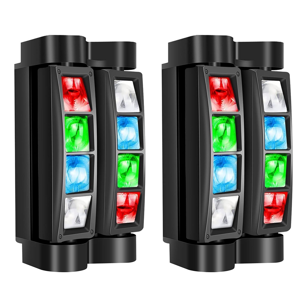 BETOPPER Spider Moving Head DJ Lights, 2 Pack 8x3W RGBW Stage Lights, 8 Independent Beams, D
