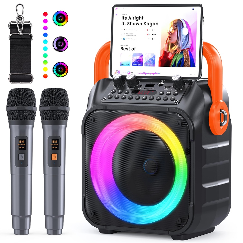 Ankuka Karaoke Machine 2 Microphones Karaoke Machine for Adults & Kids Portable Bluetooth Sp