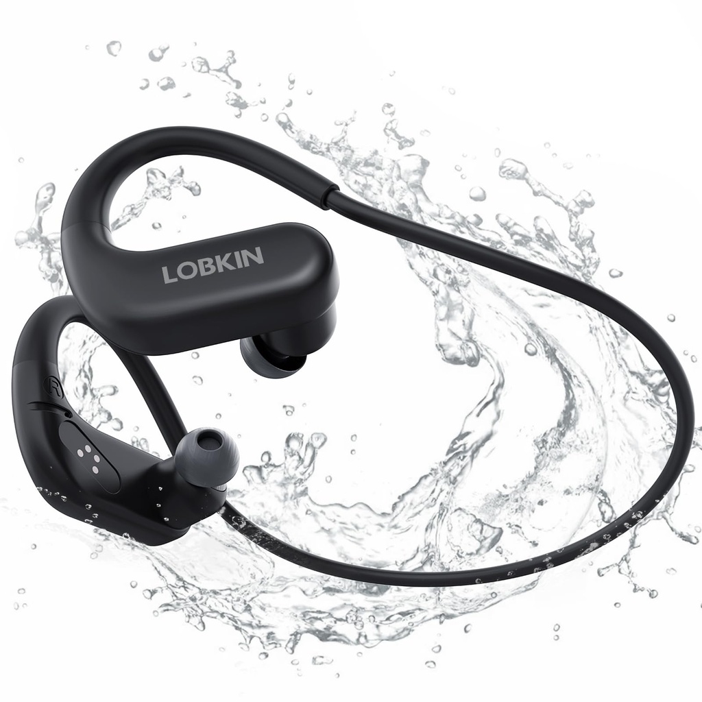 LOBKIN Waterproof Earbuds for Swimming, Bone Conduction Headphones IPX8 Swimming Headphones
