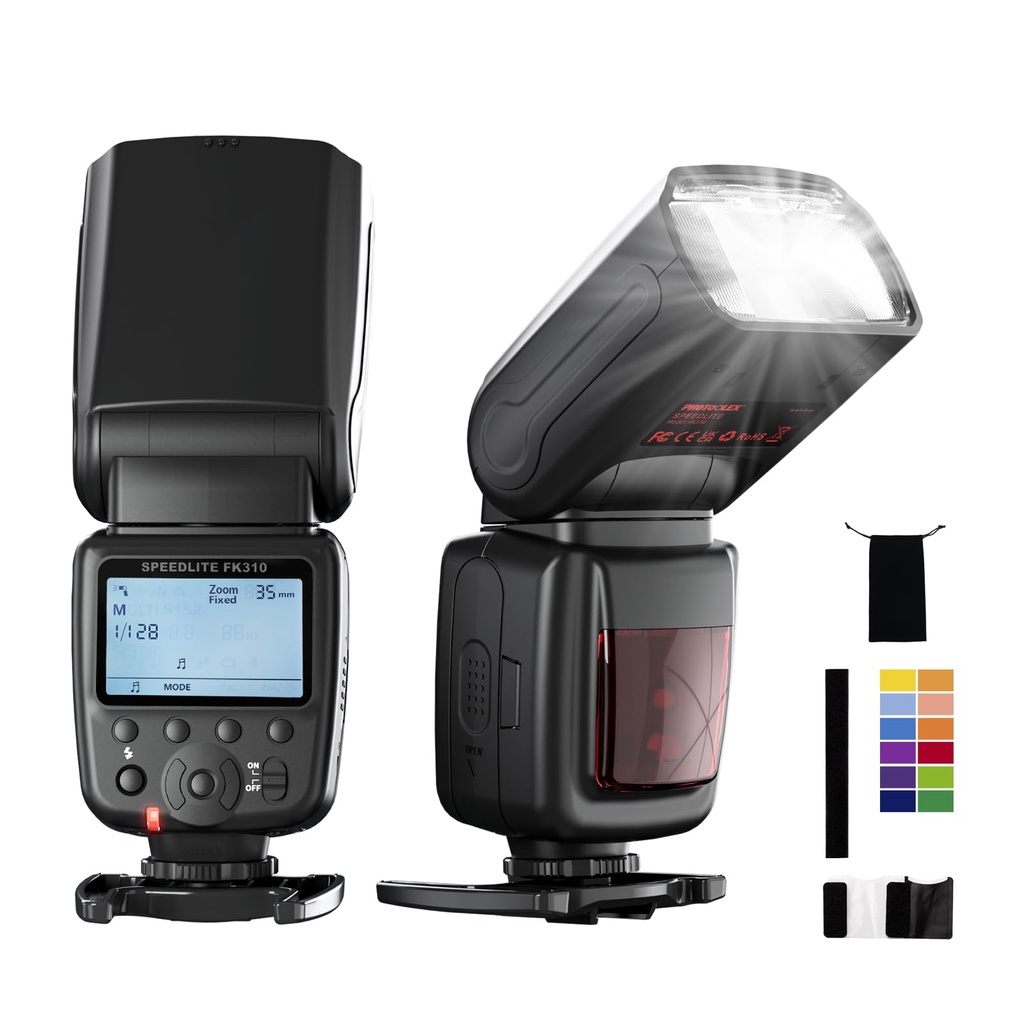 PHOTOOLEX LCD Flash Speedlite for Canon Nikon Sony Panasonic Olympus Fujifilm Pentax 