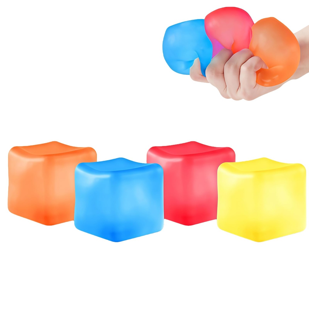 4PCS Squishy Stress Balls for Kids Adults, QIANSSE Soft Sensory Fidget Squeeze Toys for Stre
