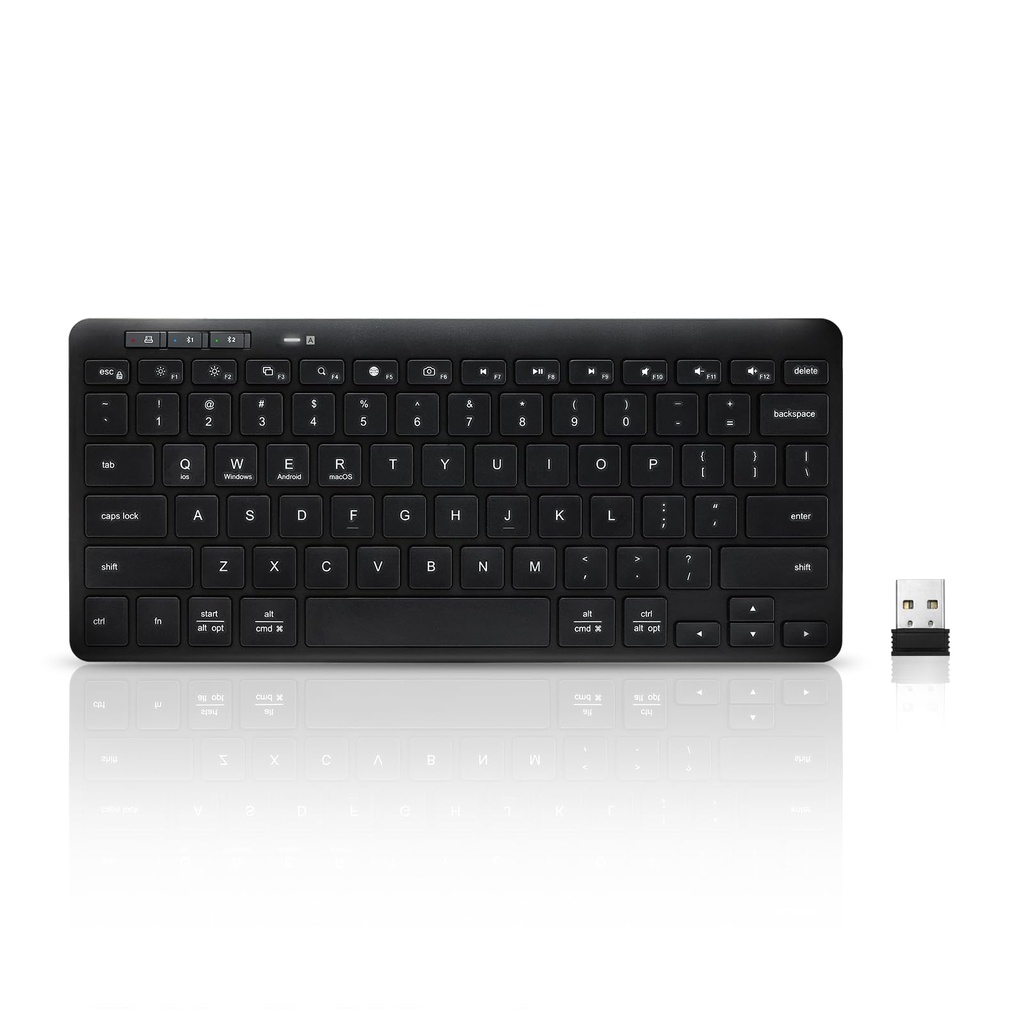 Bnnwa Wireless Bluetooth Tastatur,Bluetooth +2.4G Dual Mode Keyboard Small Portable Externa
