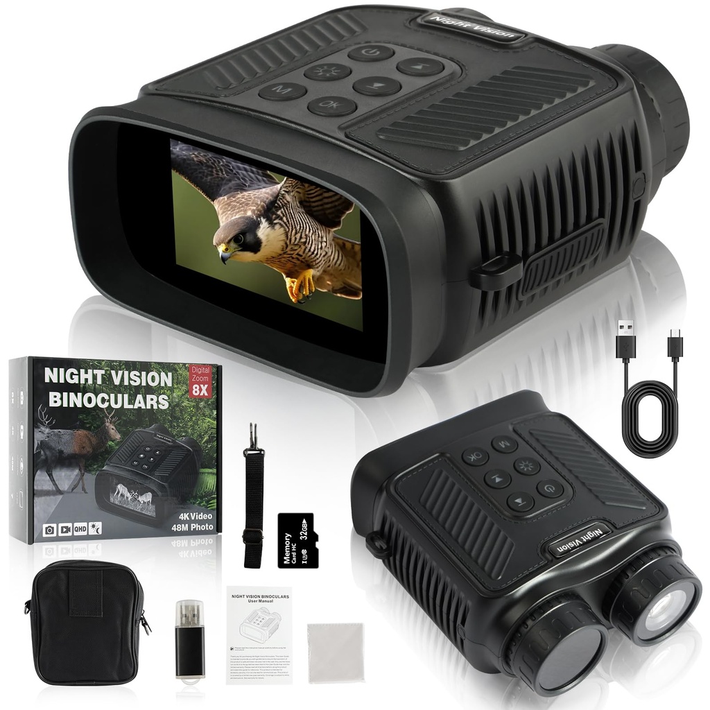Vicloon Night Vision Goggles, 4K Infrared Night Vision Binoculars, 5000mAh Rechargeable 