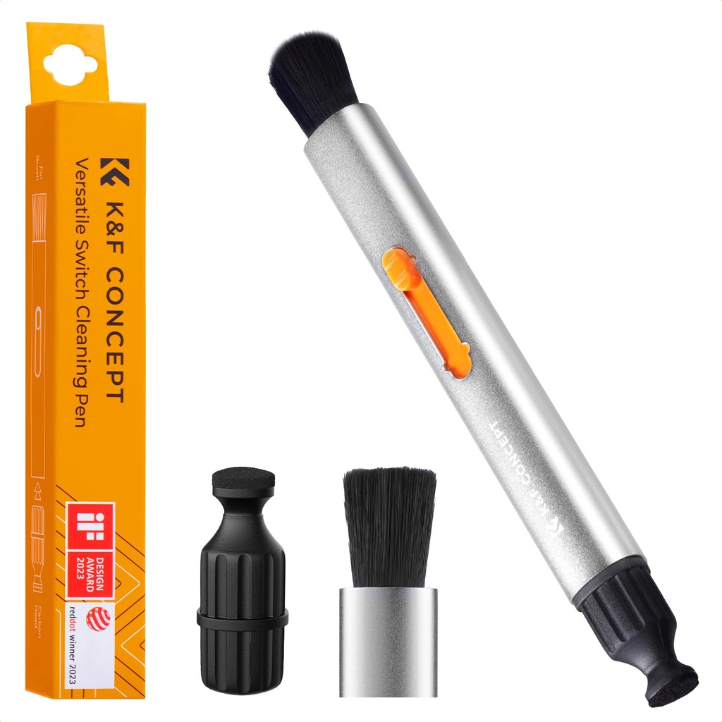 K&F CONCEPT Multifunctional Lens Cleaning Pen, Replaceable Pen Tip with Cleaning Brush+Carb