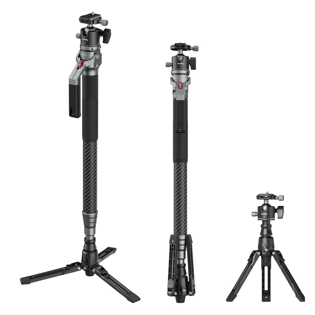 SMALLRIG 166.5cm / 65.6" Carbon Fiber Monopod for Camera, Compact Camera Monopod with Stora