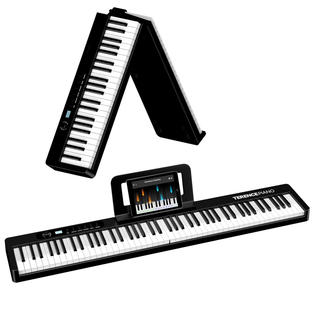 TERENCE Piano Keyboard with 88 Keys Foldable Digital Piano with 1750mAh Battery Semi Weight