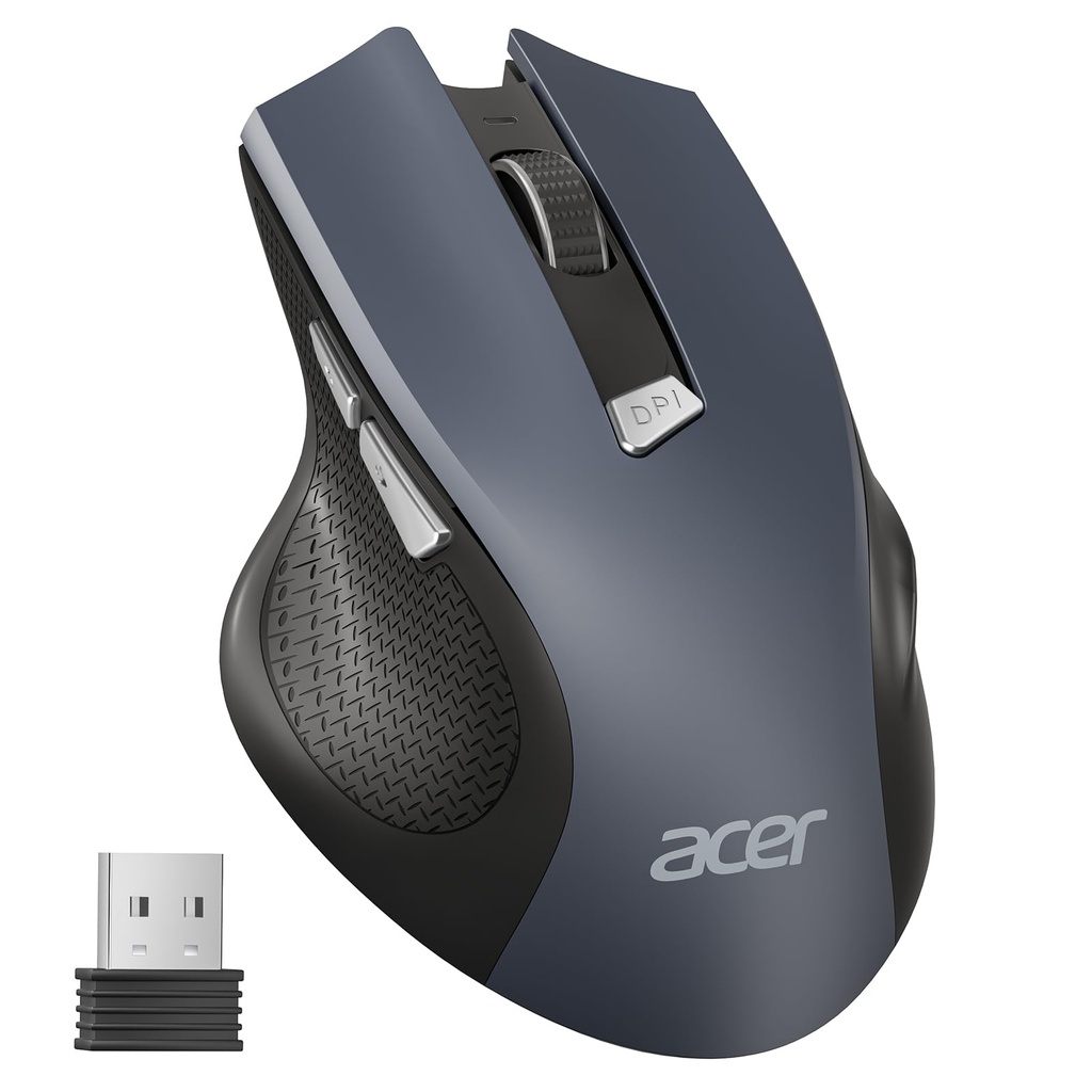 acer Wireless Mouse, 3 Adjustable DPI Ergonomic Computer Mouse 2.4GHz with USB Receiver, 6 B