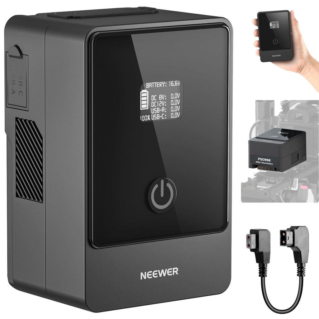 NEEWER PS099E Mini V Mount Battery, 6800mAh 99Wh 14.5V Mini V Lock Battery with D Tap Cable