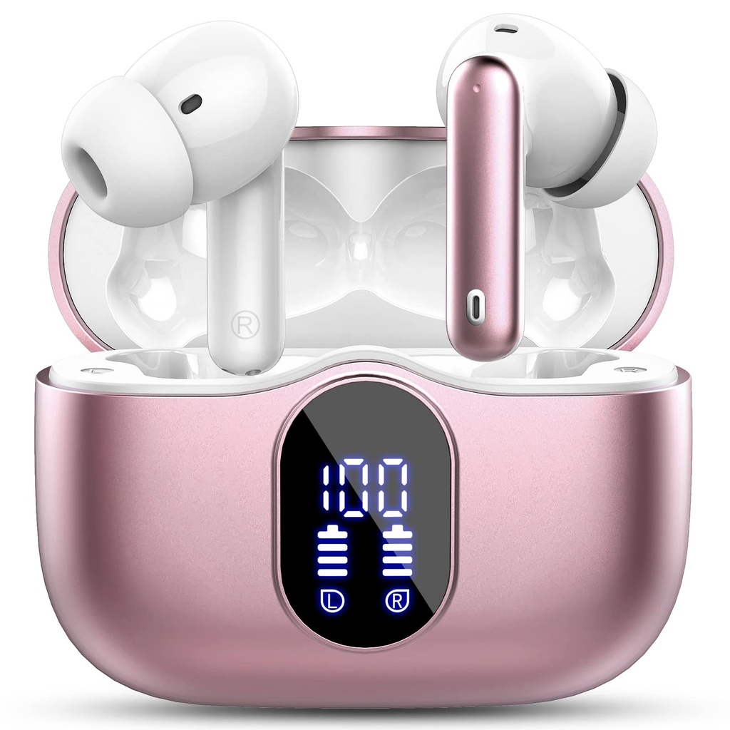 Wireless Earbuds,Bluetooth 5.4 Headphones In Ear with 4 ENC Noise Cancelling Mic,LED Displa