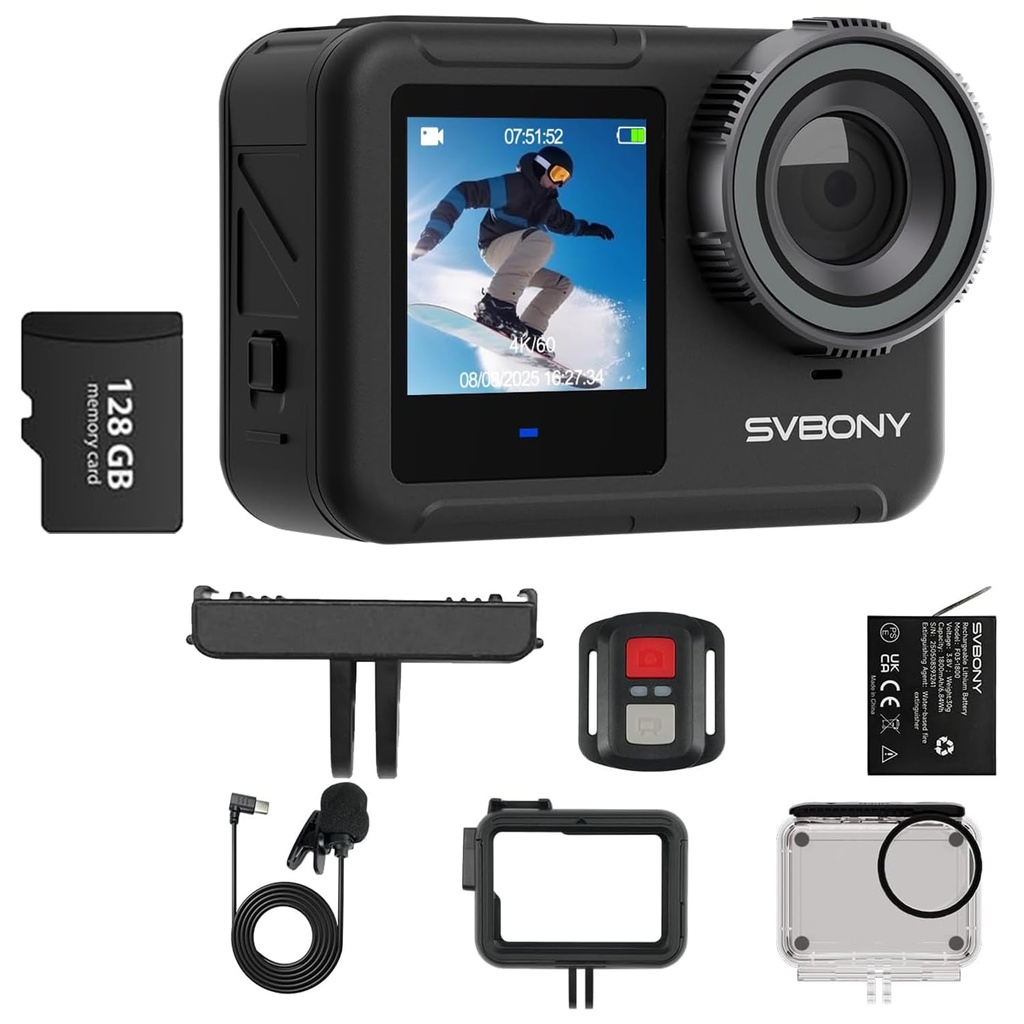 SVBONY SVGo3 4K 60FPS Underwater Camera with 128GB Card
