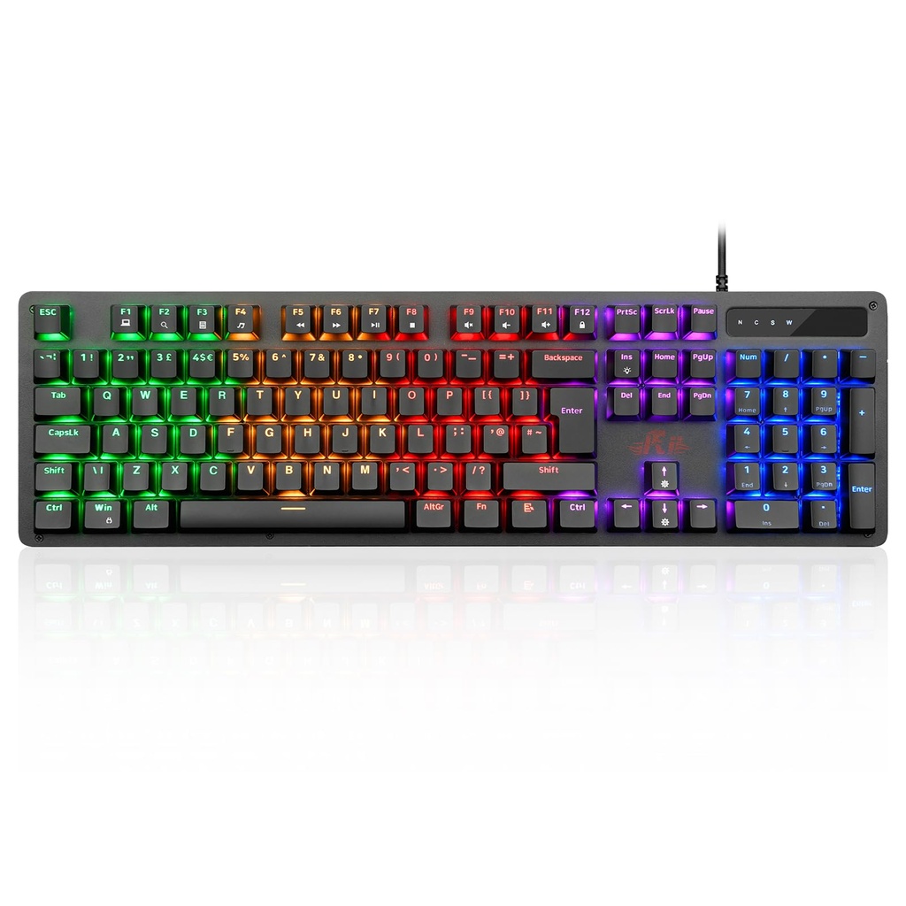 Rii Mechanical Keyboard,Full Size 104 Keys Gaming Keyboard Mechanical with Blue Switches RG
